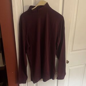 Lands' End Men’s Long Sleeve Mock Neck Top - Burgundy